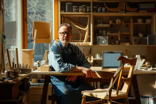 Un artisan utilise son logiciel de gestion sur tablette pour suivre ses devis, factures et planning en temps réel