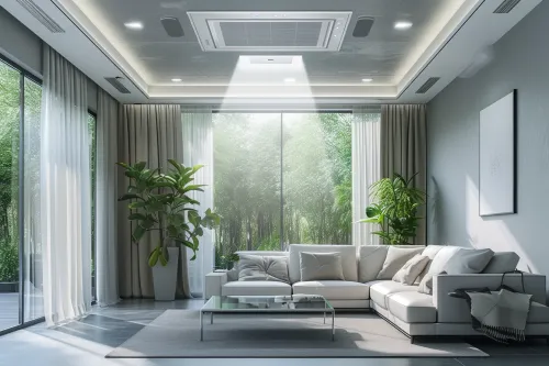 Système de VMC double flux connectée assurant le renouvellement permanent de l'air intérieur pour une maison saine