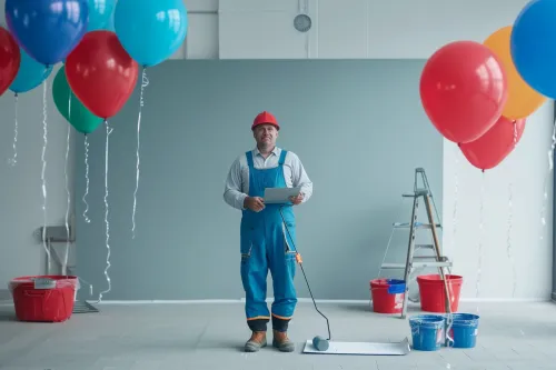 Diplômes et certifications professionnelles de peintre en bâtiment affichés sur un mur fraîchement peint