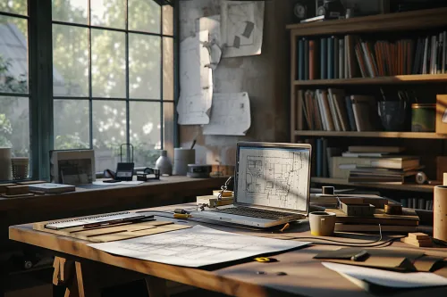 Un carnet ouvert avec des notes, un crayon et des échantillons de couleurs pour organiser son projet de rénovation